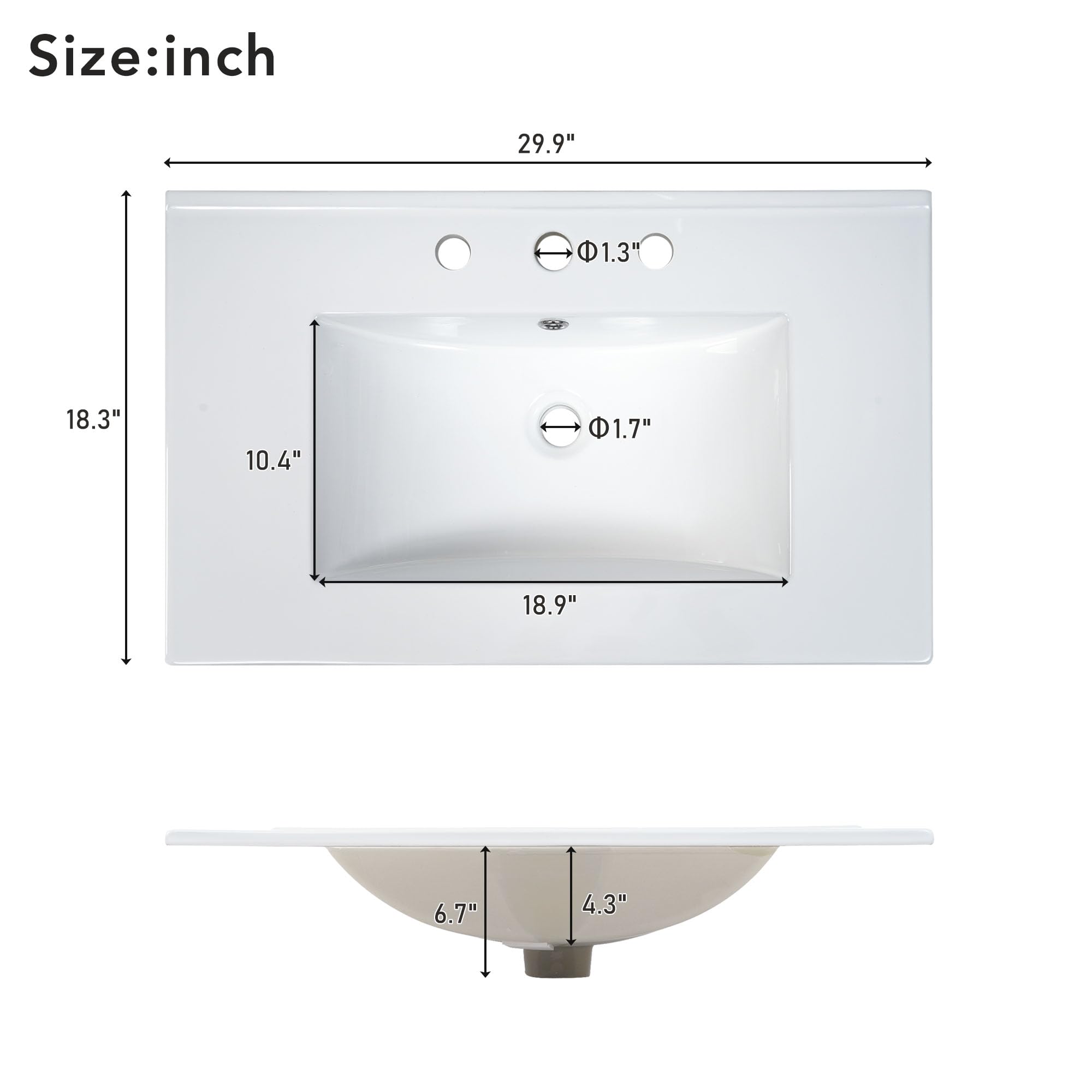 Merax 29.9" Bathroom Vanity with Ceramic Sink, Solid Wood Legs, MDF Cabinet, U-Shaped Adjustable Shelf, Space-Saving Bathroom Storage Cabinet, Traditional American Style