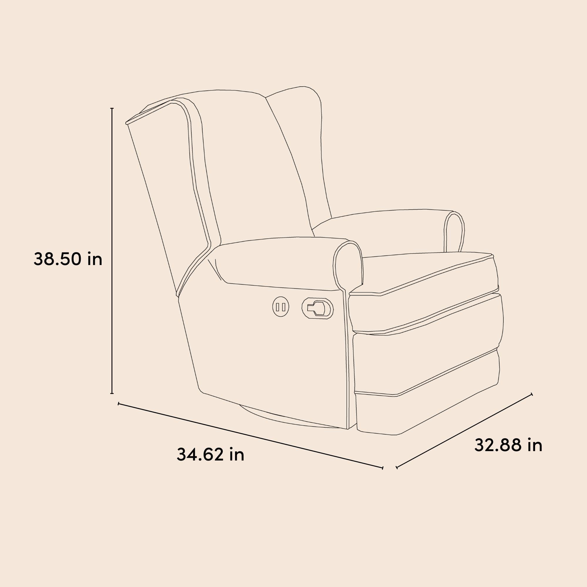 Storkcraft Serenity Upholstered Swivel Glider with USB Charging Port (Steel) – Fully Upholstered Wingback Nursery Glider Recliner with Manual Recline Function, Rocking Chair, 360 Swivel Base