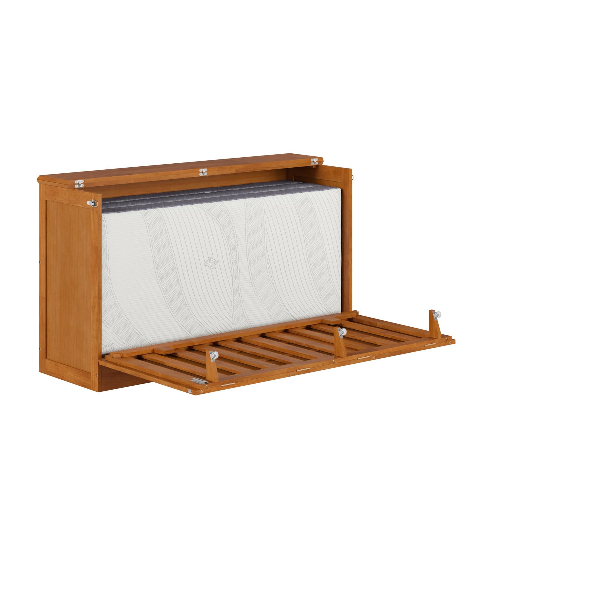 AFI, Charleston Queen Wood Murphy Bed Chest with 6" Mattress, Light Toffee