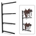 Forcecar 4 Tier Wall Mount Horse Saddle Storage Rack - Heavy Duty, Equestrian Saddle Holder for Hanging Blankets & Pads - Black