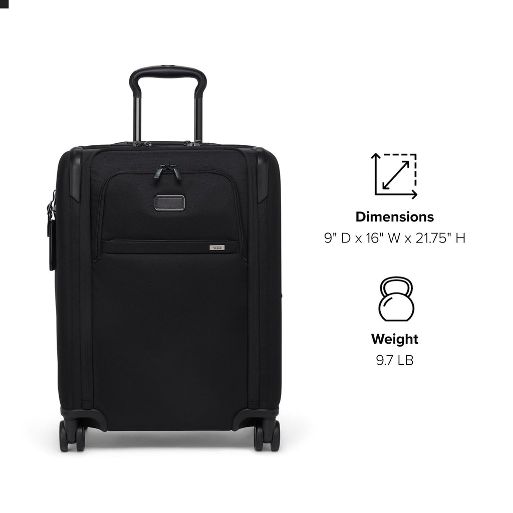 TUMI - Alpha Large Dual Access Expandable 4-Wheeled Carry-On Luggage - Zipper Expansion - Durable and Lightweight Travel Suitcase - TSA Lock Tracer - Black