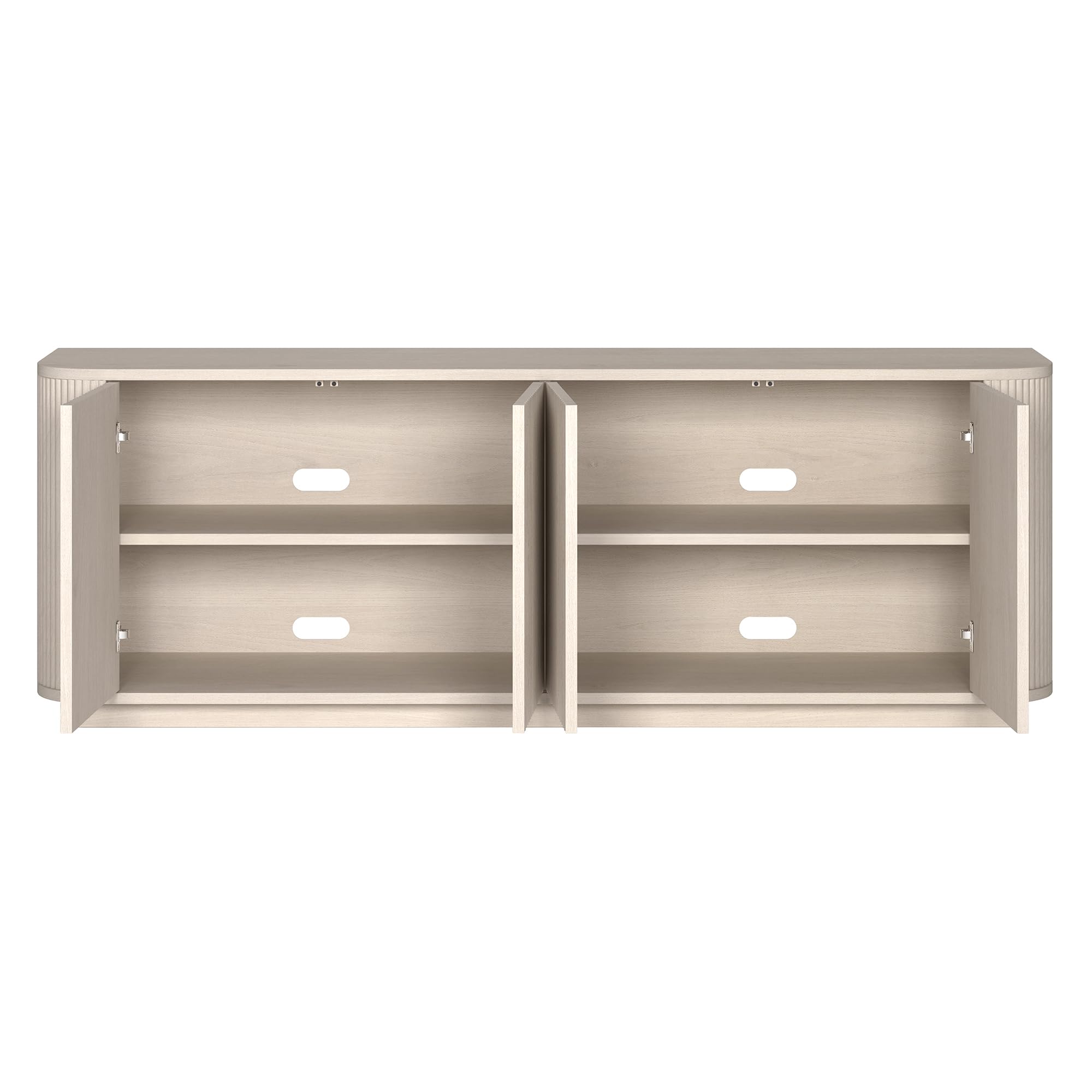 Henn&Hart Fluted TV Stand for TVs up to 75" with 2 Storage Cabinets with an Adjustable Shelf for Living Room, Family Room, or Office, Beech White