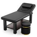 Ufurpie Adjustable Backrest Massage Table and Round Swivel Ottoman, Professional Massage Set, Heavy-Duty Spa Bed, 360° Adjustable Height Makeup Vanity Stool, for Salon Facial Physical Therapy, Black