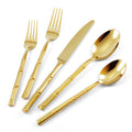 SILWELL Silverware 60-Piece Stainless Steel Mirror Polishing Gold Flatware Set Bamboo Pattern Cutlery Set Service for 12