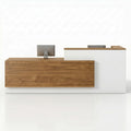 YTElantivo L-Shaped Reception Desk with Counter, 1-Inch Thick Board, Lockable Drawers & Keyboard Tray, Heavy-Duty Front Desk for Office, Salon, Hotel & Clinic