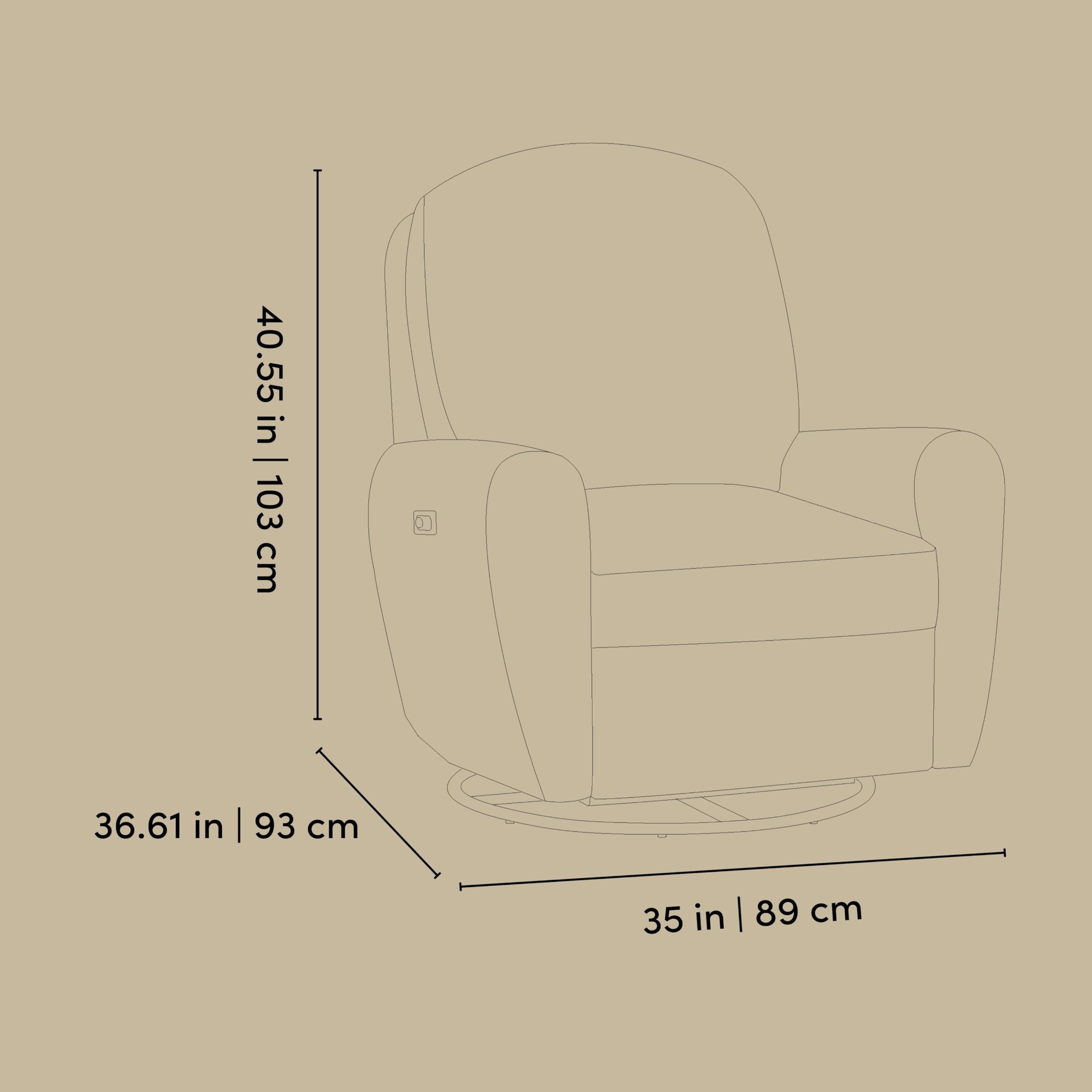 Storkcraft Amalfi Deluxe Power Recliner Swivel Glider – Premium Electronic Nursery Rocking Chair, Oeko-TEX 100 Certified, Includes Dual-USB Charging Port with USB-A & USB-C (Mountain Brown Boucle)