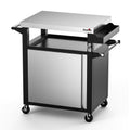 Stanbroil Rolling Grill Table Cart with Storage Cabinet, 3-Shelf Movable Prep Table Outdoor Bar, Multifunctional Grill Cart with Stainless Steel Tabletop, Paper Towel Holder