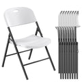 Nazhura 350 Weight Limit Heavy Duty Plastic Folding Chair with Reinfoced Steel Frame for Indoor and Outdoor, Wedding, Party, Restaurant, Meeting Room, Patio and Garden (10, White)
