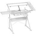 Artist's Loft Artists Loft Desk, Tilting Glass Top Adjustable Drafting Table, White, 55.9" x 23.6", 1-Pack