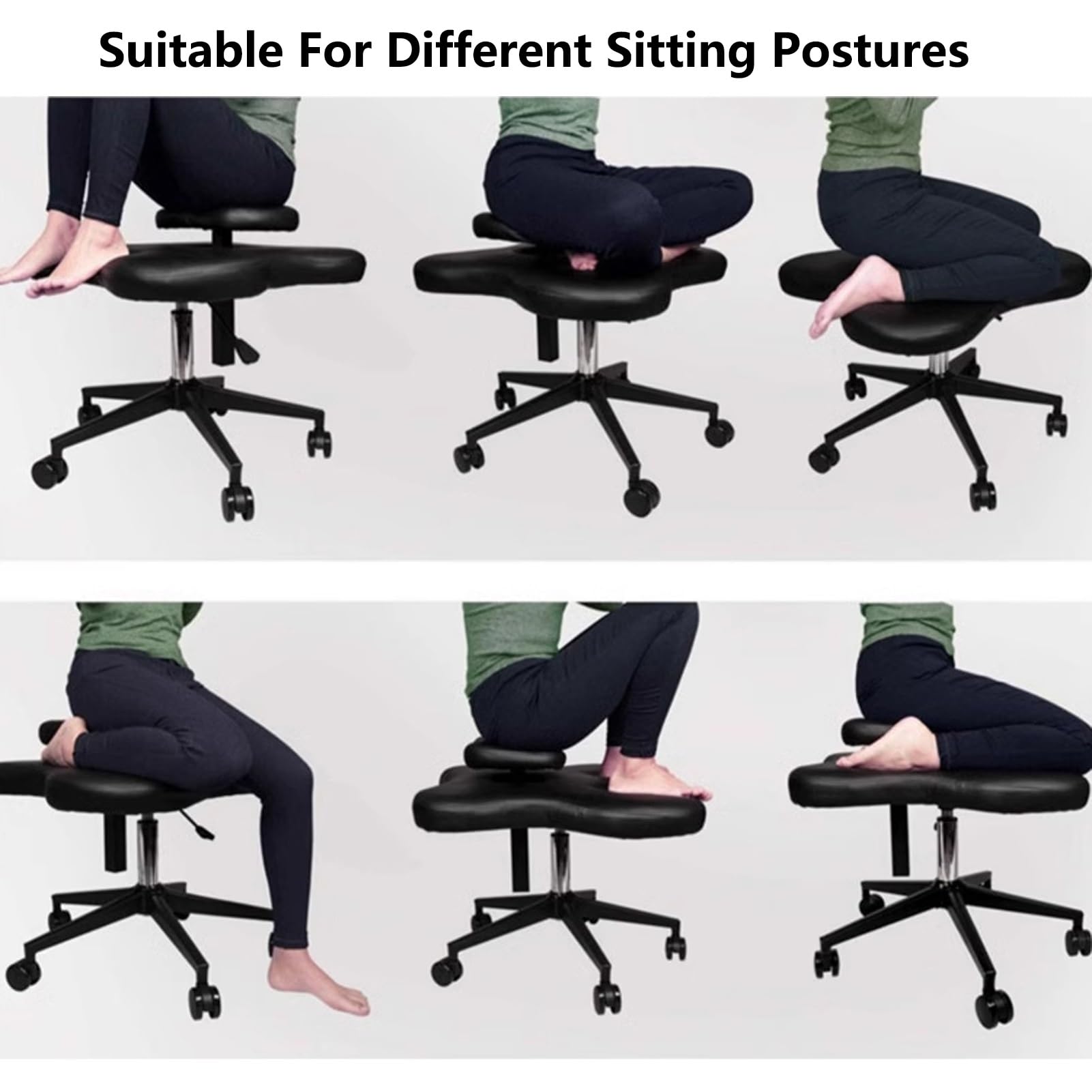 Cross Kneeling Meditation Chair，Ergonomic Cross Legged Chair Cross Legged Office Chair Adjustable Kneeling Chair with Brake Wheels and Cushion - Ergonomic Cross Legged Posture Chair for Desk
