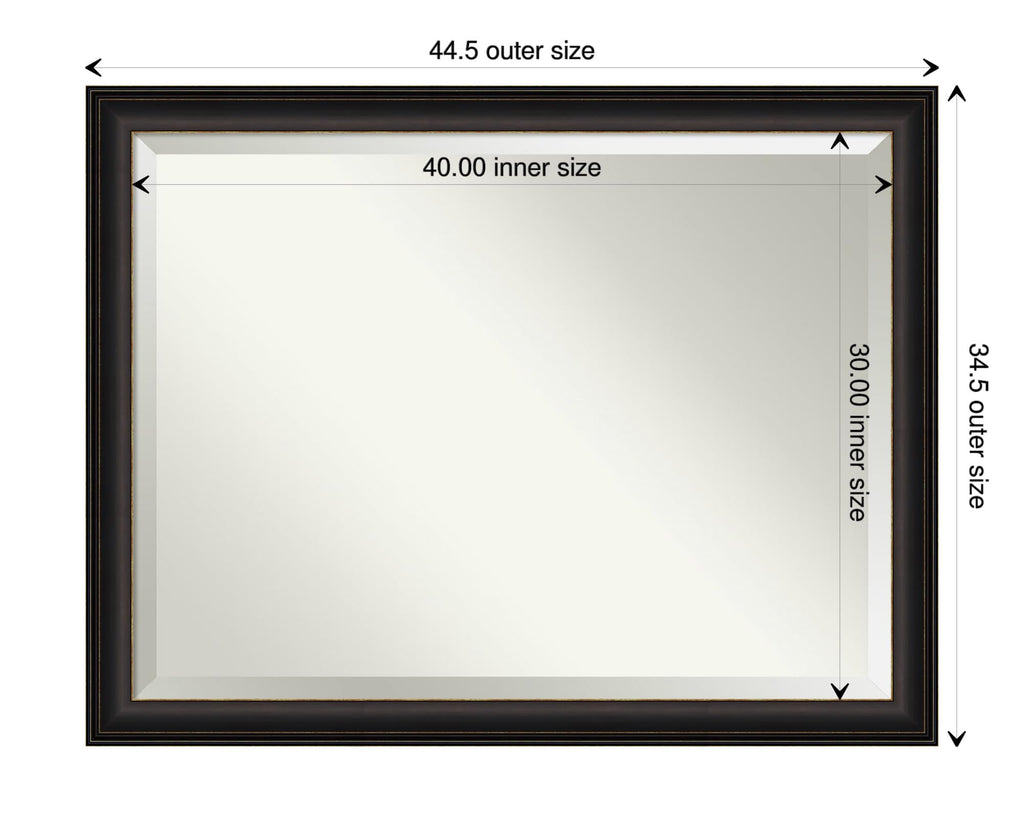 Amanti Art Bronze Wall Mirror 35x45 Trio Oil Rubbed Bronze Rectangle Bathroom Mirror for Wall Decor Living Room, X-Large Traditional Frame, Hangs Horizonally and Vertically, Bathroom Decor, Beveled
