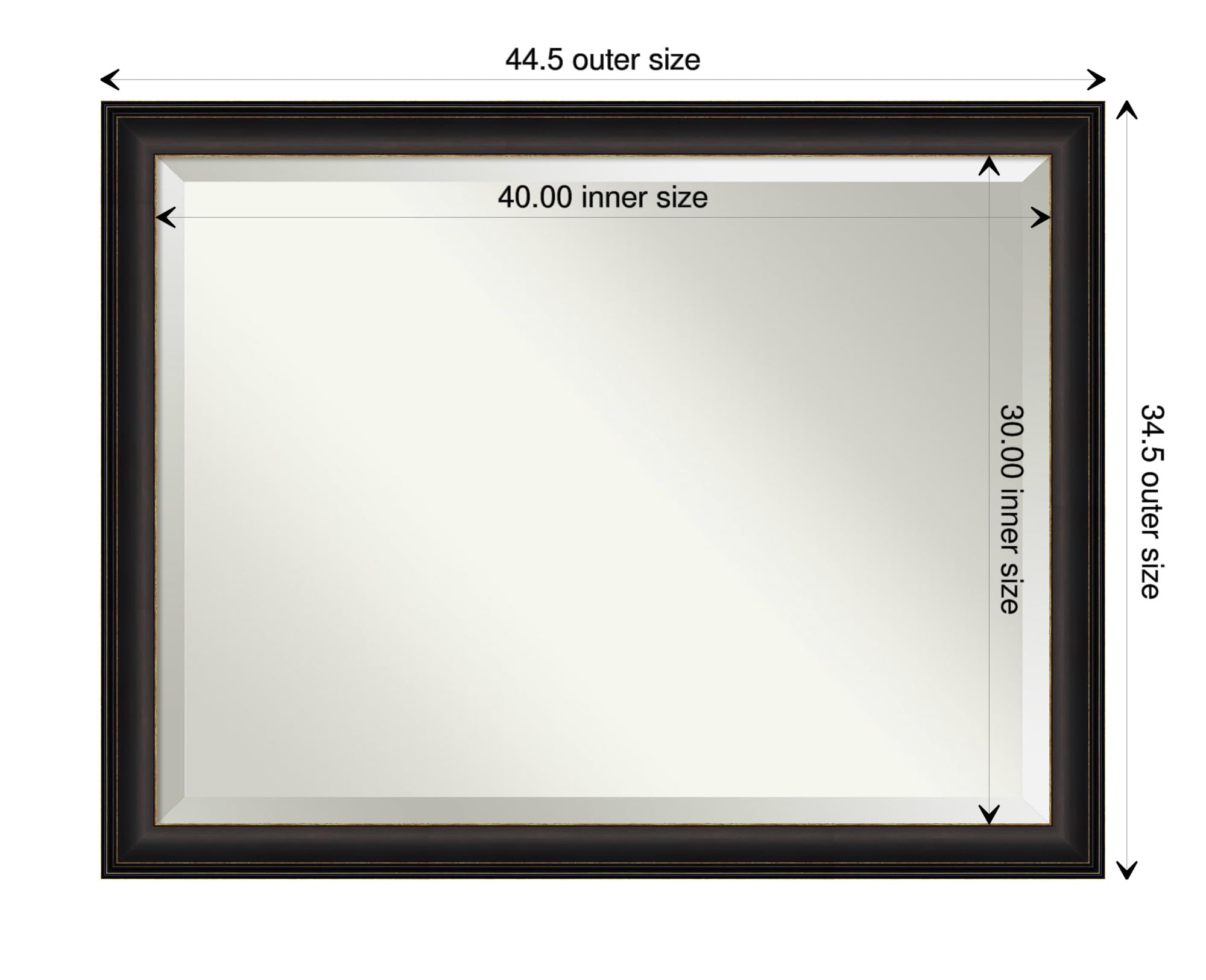 Amanti Art Bronze Wall Mirror 35x45 Trio Oil Rubbed Bronze Rectangle Bathroom Mirror for Wall Decor Living Room, X-Large Traditional Frame, Hangs Horizonally and Vertically, Bathroom Decor, Beveled
