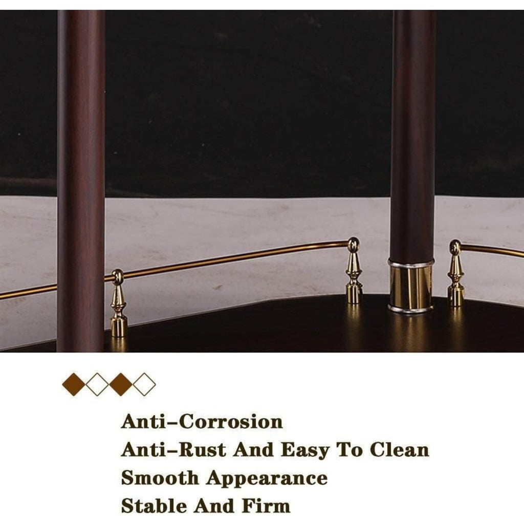 Bar Serving Cart for Hotel Luxury Restaurant, Drinks Liquor Trolley On Wheels Fully Assembled | Serving Trolley for 5 Star Hotel and Club Bar Cart Drinks Serving Tea (Gold)