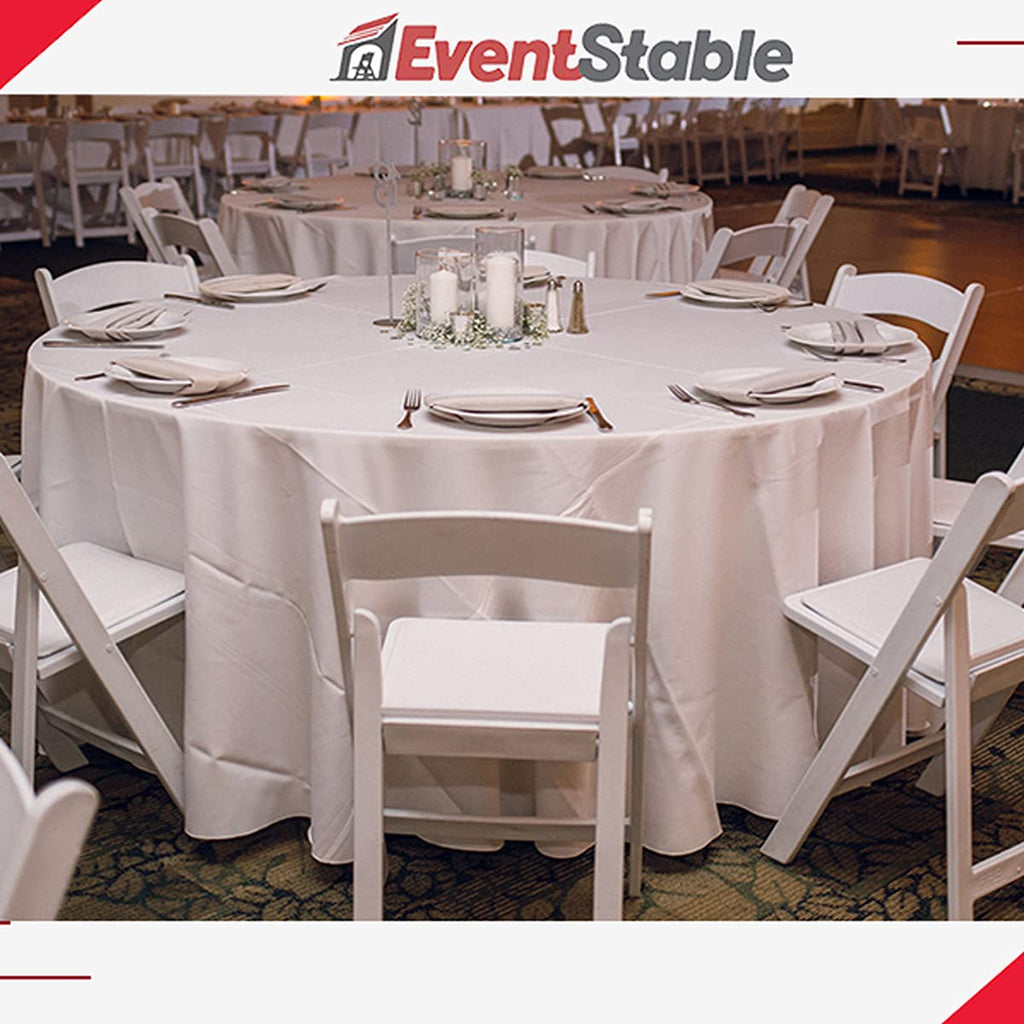 EventStable Titan Series 100 Resin Folding Chairs with 4 Dollies and 4 Straps Bundle - White Indoor/Outdoor Lightweight Folding Chair - Padded Folding Chair for Weddings Parties Events