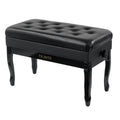 FILISITE Genuine Leather Piano Bench with Storage, Adjustable Height Keyboard Bench with High-Density Sponge Cushion,Curved Legs for Piano/Keyboard, Supports Duet Playing,Black