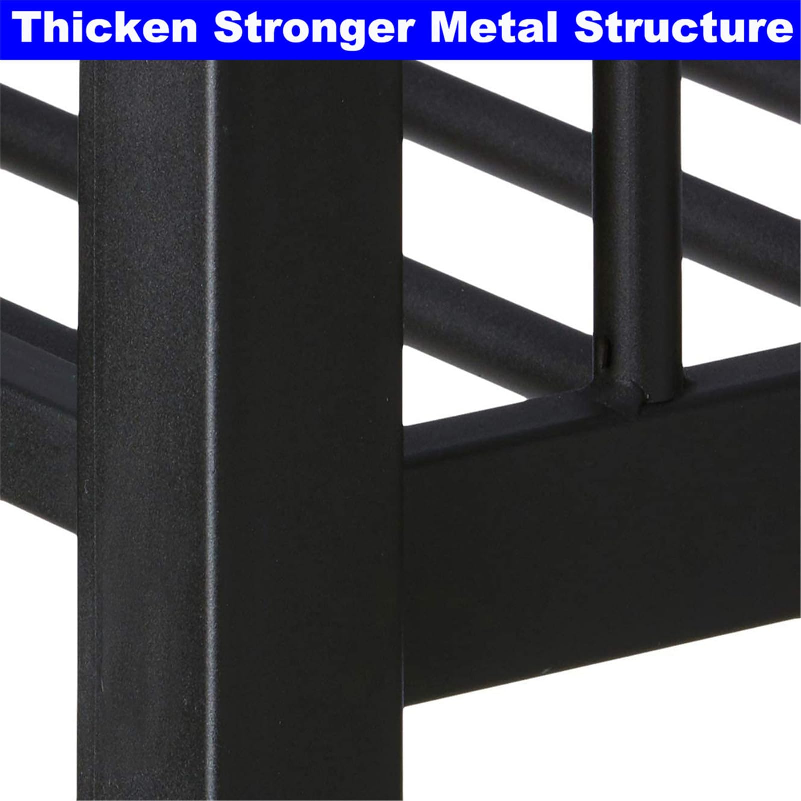 LEEKOUS Upgraded Version Heavy Duty Metal Full XL Over Queen Bunk Bed, Thicken Stronger Steel Full Over Queen Bunk Bed, Queen Size Bunkbed Frame for Adults, Easy Assembly, Black (Full XL Over Queen)