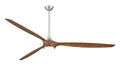 MINKA-AIRE F763L-BN/DK Pierce 84" 3-Blade LED Smart Ceiling Fan - Brushed Nickel and Distressed Koa Finish Blades with Etched Lens