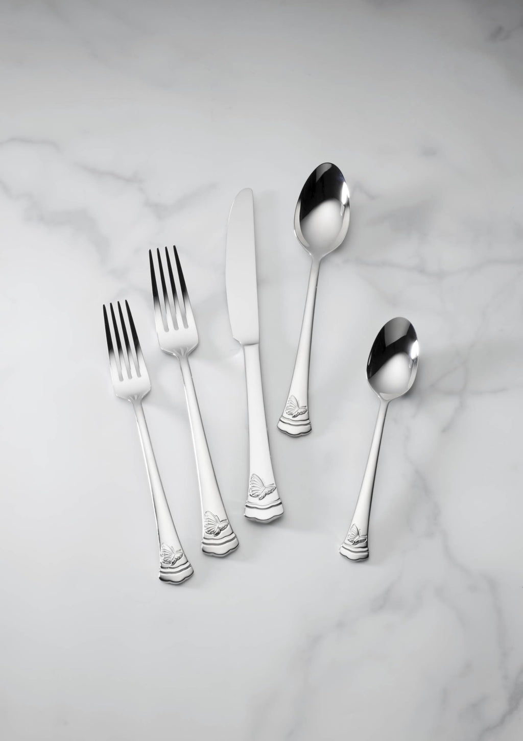 Lenox Silverware Set, Butterfly Meadow II Mirror 65-Piece Flatware Set, Service For 12, 18/10 Stainless Steel, Dishwasher Safe, Cutlery Sets, Utensils Sets, Knives Spoons & Forks (Silver, 65 Pieces)
