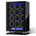 DUKWIN Watch Winder for 12 Automatic Watches, Fingerprint Lock Watch Winders with LCD Touchscreen, Blue LED Light, Remote Control,Adjustable Pillow and Quiet Motor for Universal Watches, 5TPD