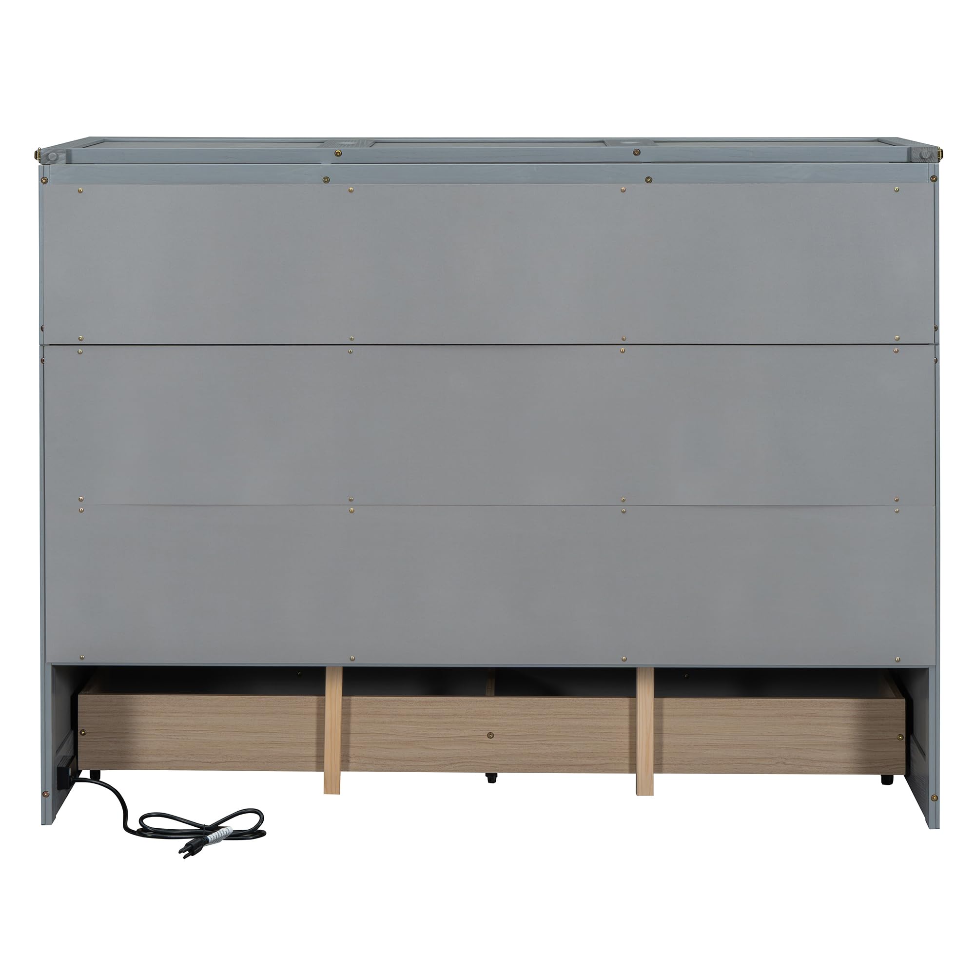 Bellemave Queen Murphy Bed Cabinet Bed, Solid Bed with Storage Drawer, Queen Size Bed with USB Ports, Chest Wall Murphy Bed with Drawer (Gray, Queen)