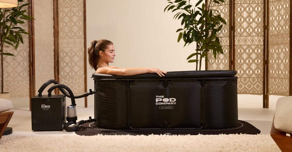 The Pod Company Cold Plunge Bundle – Long Pod (126 Gallon) + 1/3 HP Standard Water Chiller (41°F) – Extra-Large Metal Frame Cold Plunge Tub with Filtered Cooling System