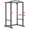 Soozier Adjustable Power Tower Dip Station Pull Up Bar Squat Rack Power Cage At Home Workout Equipment, Upper Body Strength Training Equipment, Black