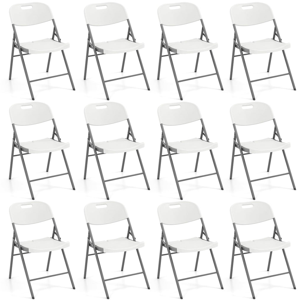 GOFLAME 12 Pack Folding Chairs, Heavy Duty Plastic Dining Chairs with Metal Frame, Portable Commercial Seats for Home Office, Indoor Outdoor Dining, Wedding, Party, Patio