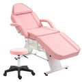 Massage Salon Tattoo Chair with Two Trays Esthetician Bed with Hydraulic Stool,Multi Purpose 3 Section Facial Bed Table, Adjustable Beauty Barber Spa Beauty Equipment, Pink