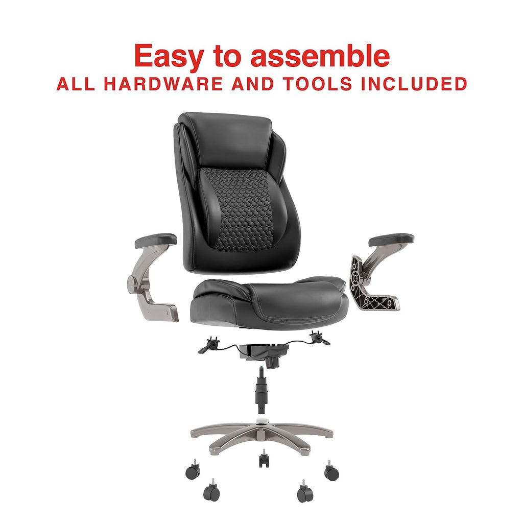 Staples Randolph Ergonomic Bonded Leather Executive Big & Tall Chair, 400 lb. Capacity, Black