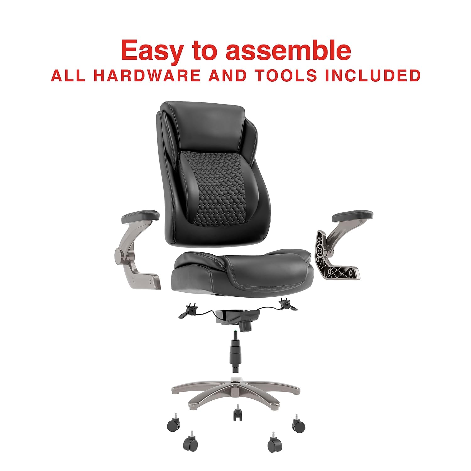 Staples Randolph Ergonomic Bonded Leather Executive Big & Tall Chair, 400 lb. Capacity, Black