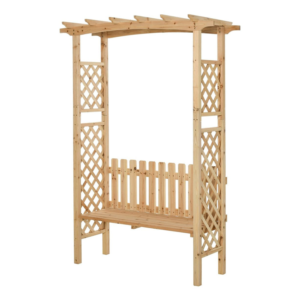 NAAMOTOMOX Garden Bench Wooden Arbor for Side Trellis Climbing Plants with Arch to Grow Flowers, Grapes & Vines, Patio Decor & 2-Person Outdoor Wood Decorative Seating, Natural