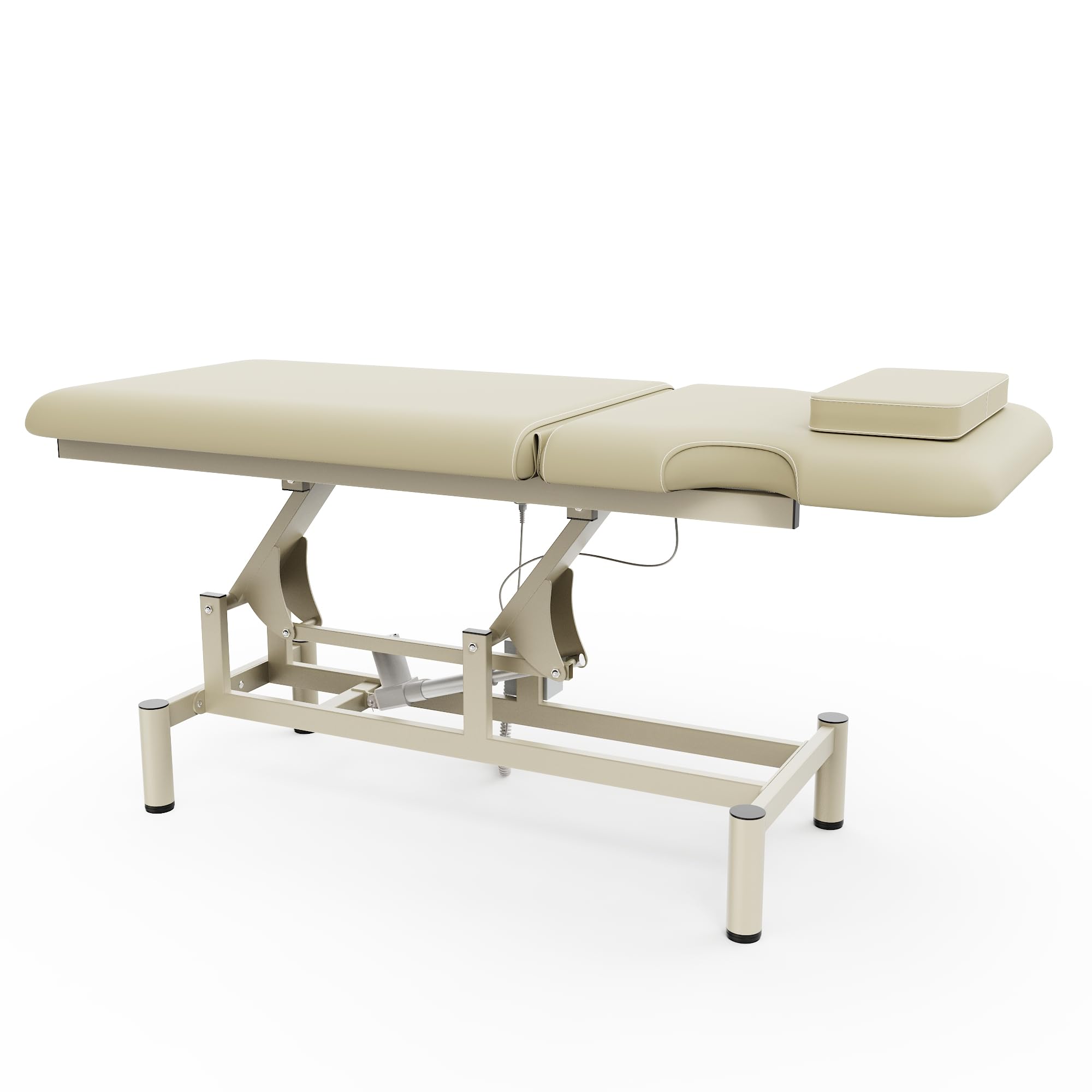 Dolonm 2 Motors Electric Massage Table, Hydraulic Electric Lift Adjustable Backrest and Height Lifting for Treatment, Physical Therapy, Spinal Massage, Facial Spa, Waxing, Tattooing - Beige Gray