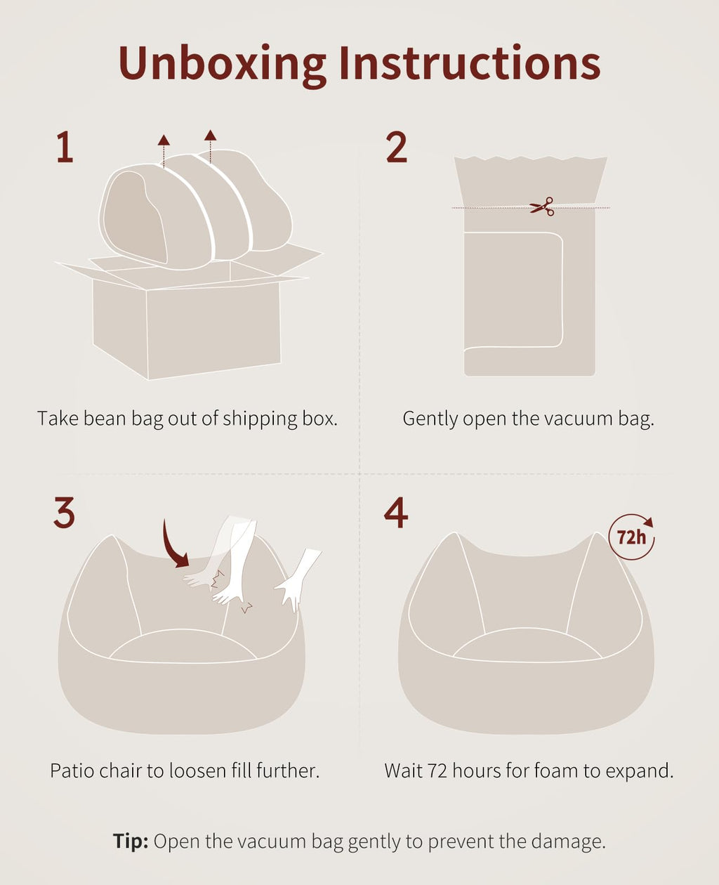 Relefree 70.9" Oversized Bean Bag Chairs for Adults,Loveseat Sofa,Plush Modern Boneless Loveseat,Bean Bag Couch for Reading,Mini Small Couches for Living Room, Office,Bedroom,Apartment,Latte Brown