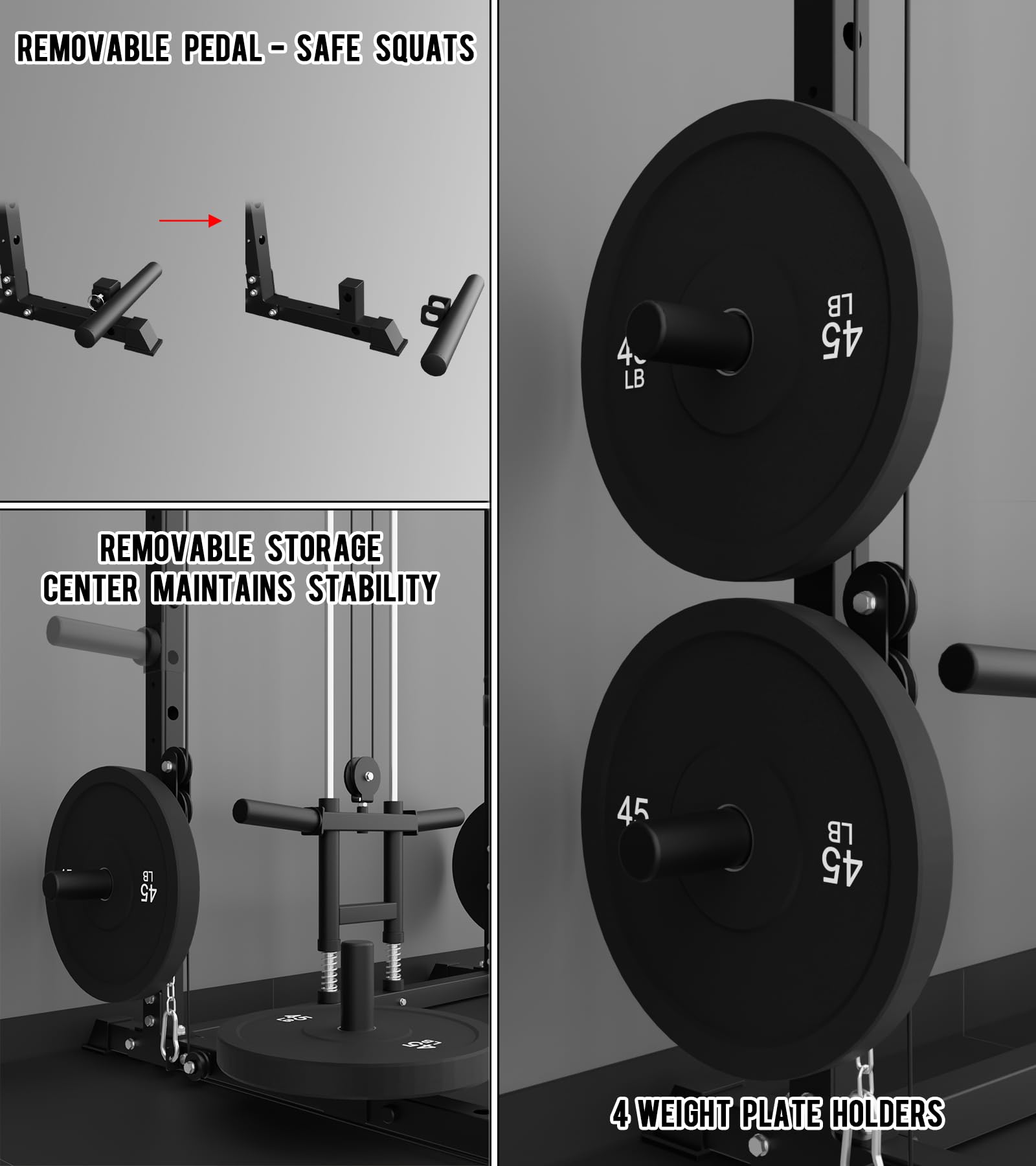 Eonfit E2 Power Cage - Multi-Functional Power Rack for Home Gym. 1500lb Squat Rack for Home Gym. Pulley System for Cable Crossover & LAT Pulldown (Black, PRO)