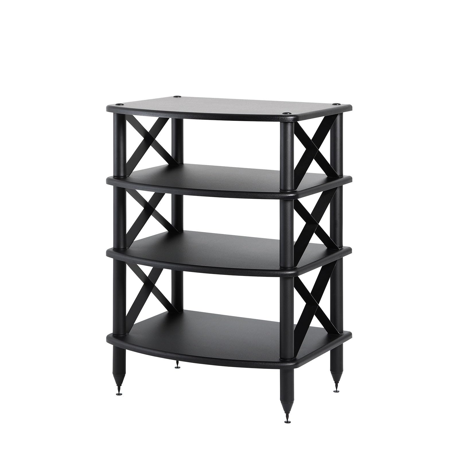 Pangea Audio Vulcan X Four Shelf Audio Rack Media Stand, and Components Cabinet Black