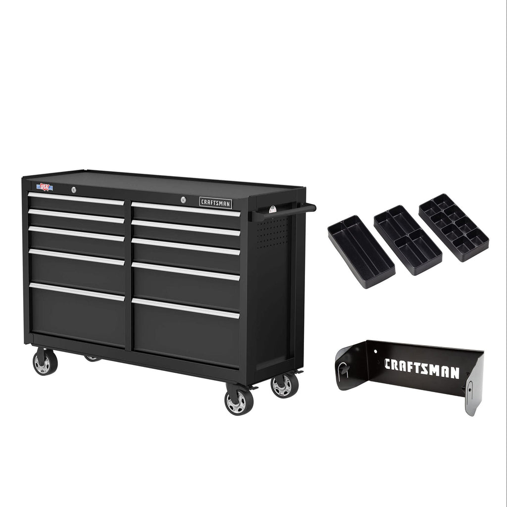 CRAFTSMAN S2000 52" Tool Chest, 10-Drawer Rolling Tool Storage Cabinet with Tray and Holder, Black (CMST352102BK)