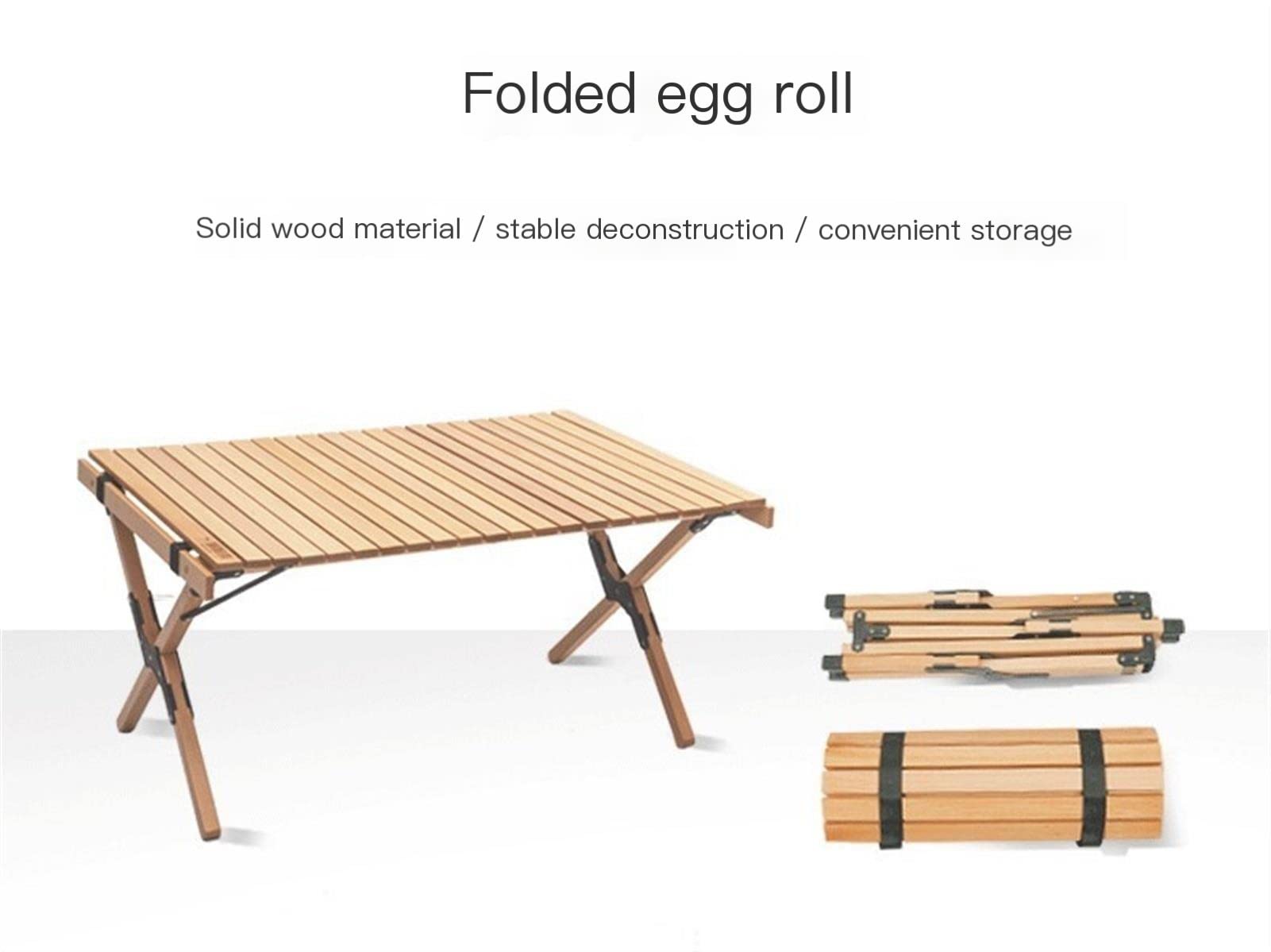 YFCDZVBH Portable Picnic Table, Solid Wood Egg Roll Table Outdoor Picnic Table (颜色 : Medium-Size)