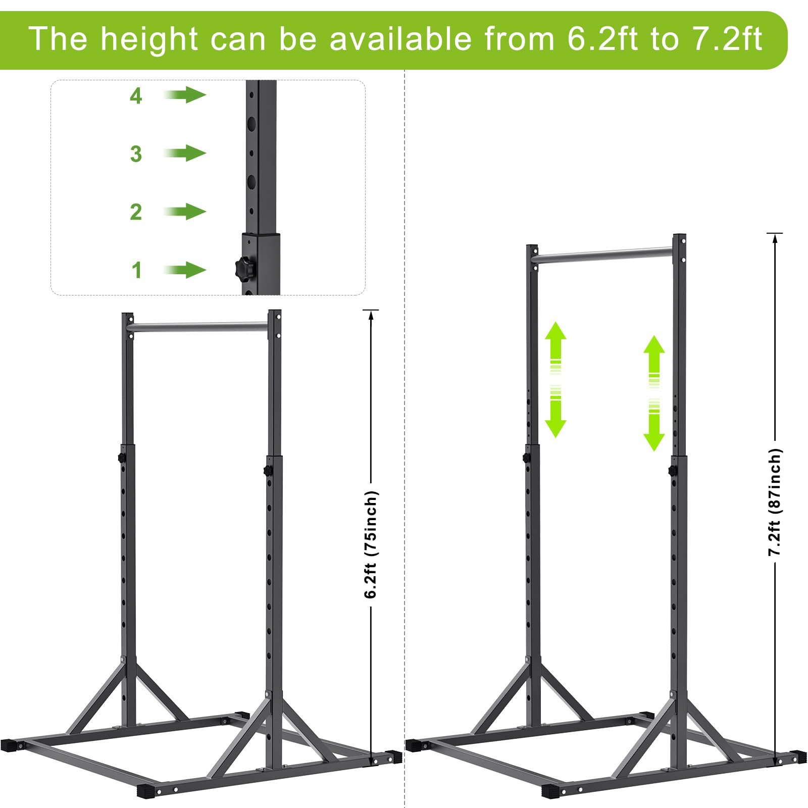 SELEWARE Adjustable Pull Up Station, Multifunction Dip Station and Multi-Grip Handles, Fully Welded, 500 lbs Capacity, Home Gym Equipment