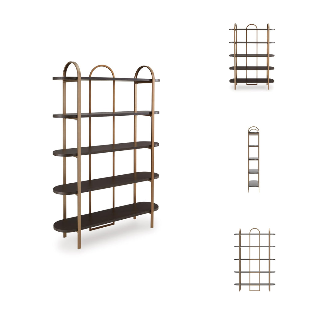 Signature Design by Ashley Brentmour 72" H Bookcase, Metallic & Dark Brown
