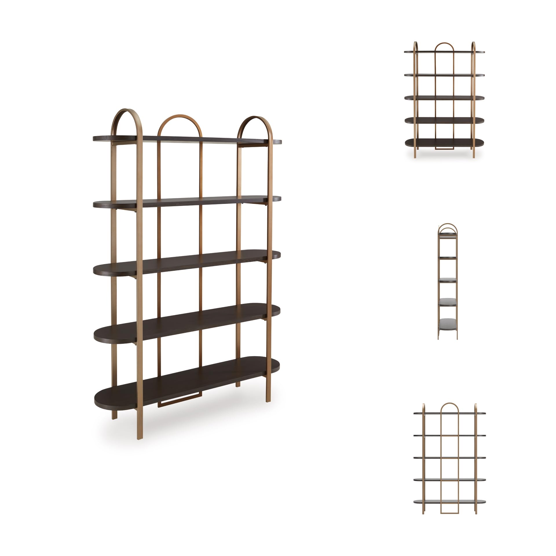 Signature Design by Ashley Brentmour 72" H Bookcase, Metallic & Dark Brown