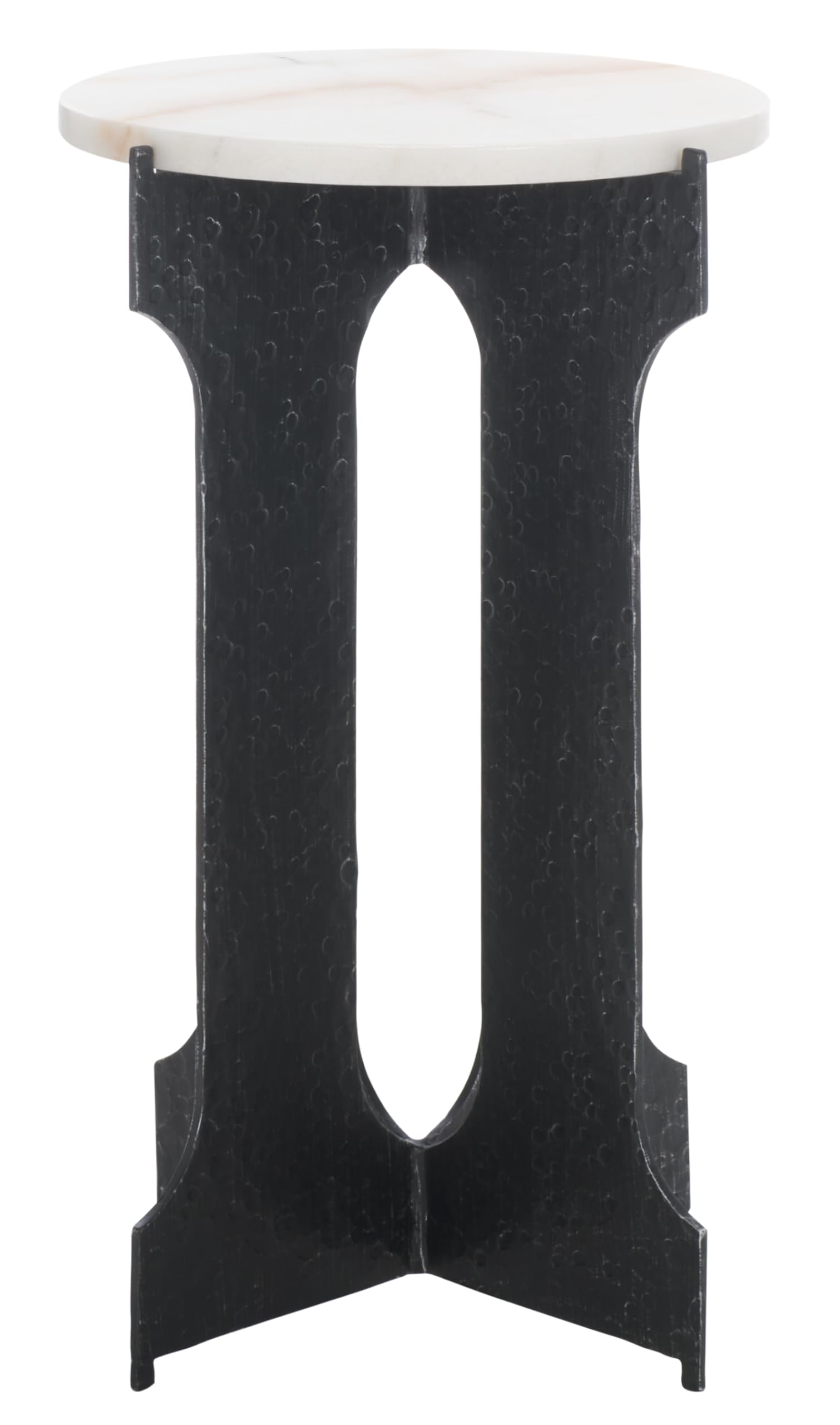 SAFAVIEH Couture Collection - Tayanna Black Iron & Marble Accent Table, Modern Side Table, Minimalist Round Top Design, Fully Assembled (SFV9546A)