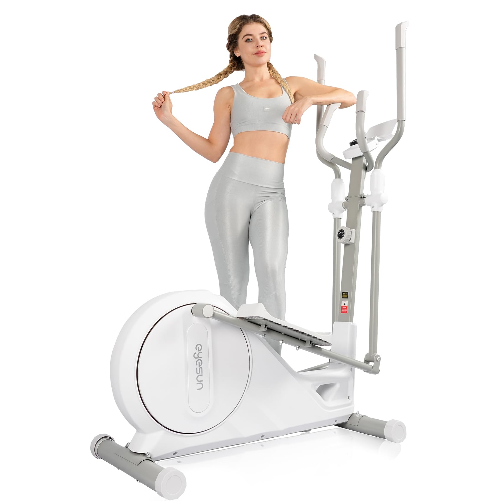 Elliptical Training Machines,Elliptical Exercise Machine for Home with Hyper-Quiet Magnetic Driving System, Elliptical Trainer/330 LBS Loading Capacity(White)