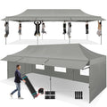 COBIZI 10x30 Pop Up Canopy Tent with Awning,Heavy Duty Canopy UPF 50+ All Season Wind Waterproof Commercial Outdoor Street Vendors Party Tents for Parties Canopy with Roller Bag(10 x 30 ft Gray)