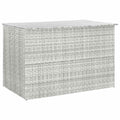 RCODSSK Poly Rattan Patio Storage Box Light Gray 59.1x39.4x39.4 Inches with Zipped Closure PE Liner, Outdoor Storage Chest for Cushions Pillows Blankets Towels, Powder-Coated Steel Frame