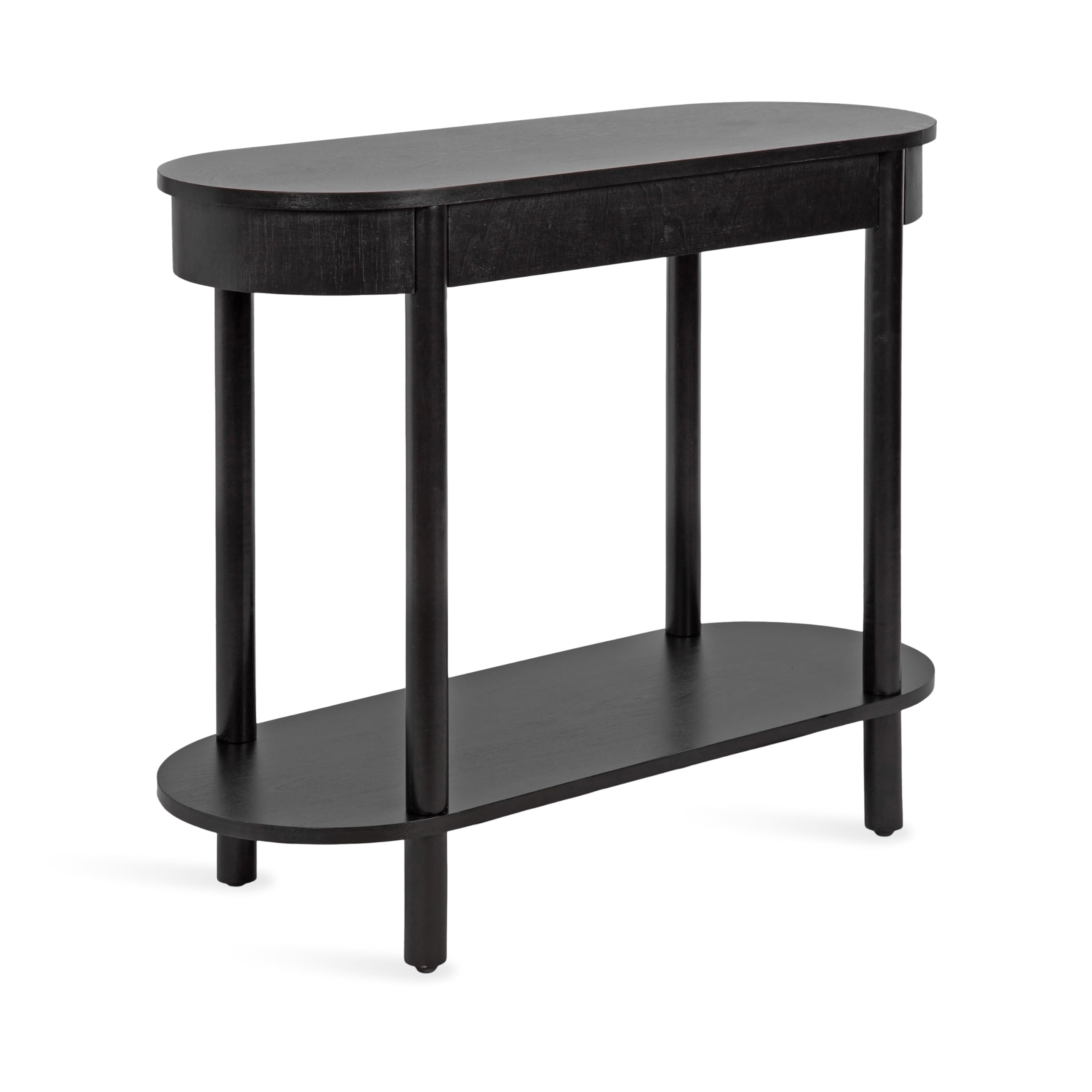 Kate and Laurel Koji Modern Tiered Rectangular Console Table; 36 x 14 x 30; Black; Transitional Two-Tier Wood Capsule Entryway Table with Storage for Use as Living Room Behind Couch Decor