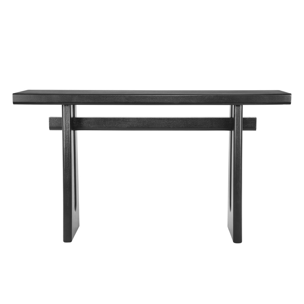 Christopher Knight Home Hirai Narrow Console Table with Geometric Silhouette, Entryway Table with Premium Wood Veneer Finish, MDF Wood Design Display Table for Home Decoration, Living Room, Black