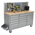 MilleLoom Tool Chest, 61 Inch Tool Box Mobile 9 Drawers Storage Rolling Cabinet with Wheels Lock Key Locking System Drawer Liners for Garage Warehouse Repair Shop, Sliver