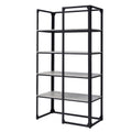 24/7 Shop at Home Adair Industrial Metal Open Back Bookcase with 4 Shelves for Living Room, Home Office, Bedroom, Black and Light Gray
