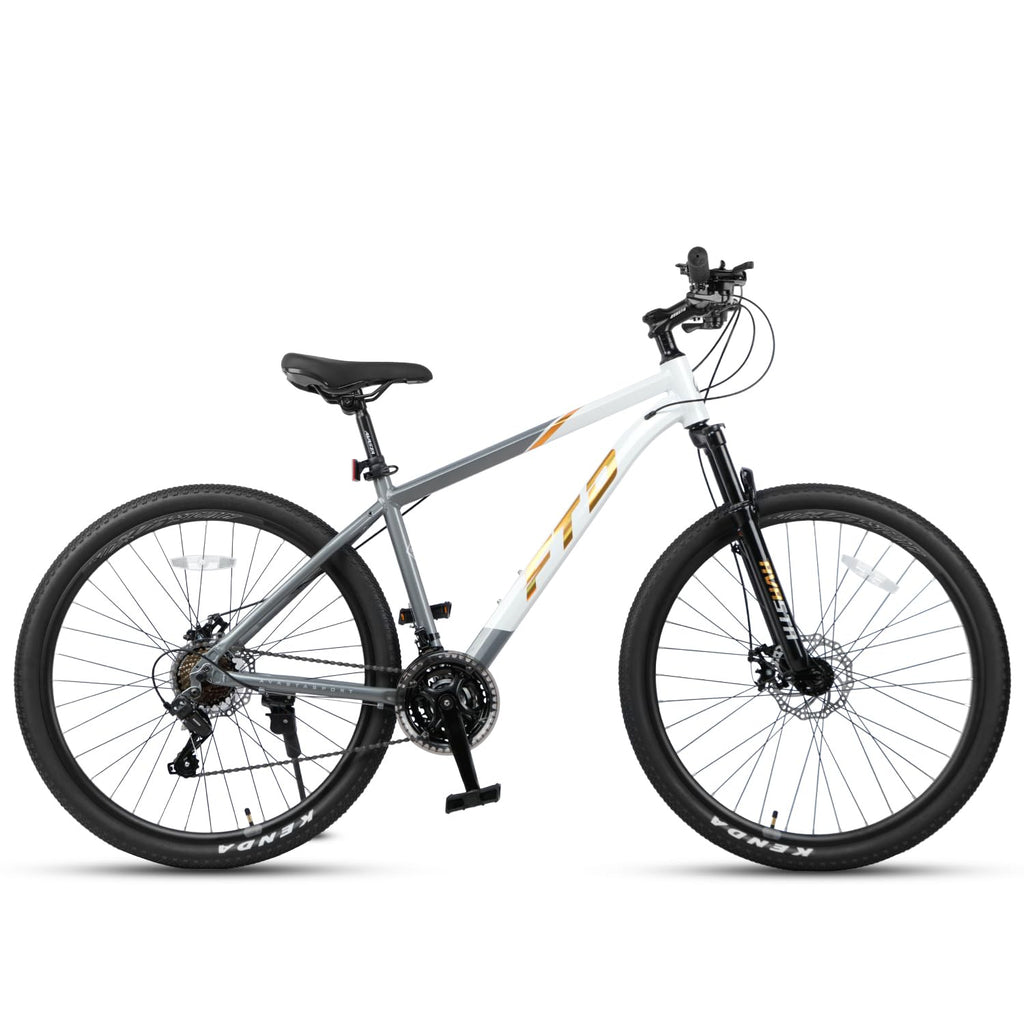 AVASTA 27.5-inch Mountain Bike for Man Male and Woman Female Adult with Lightweight Aluminum Alloy Frame and Dual Disc Brakes,Front Suspension,21-Speed Gear Shifters,Hidden Brake Cables,Golden