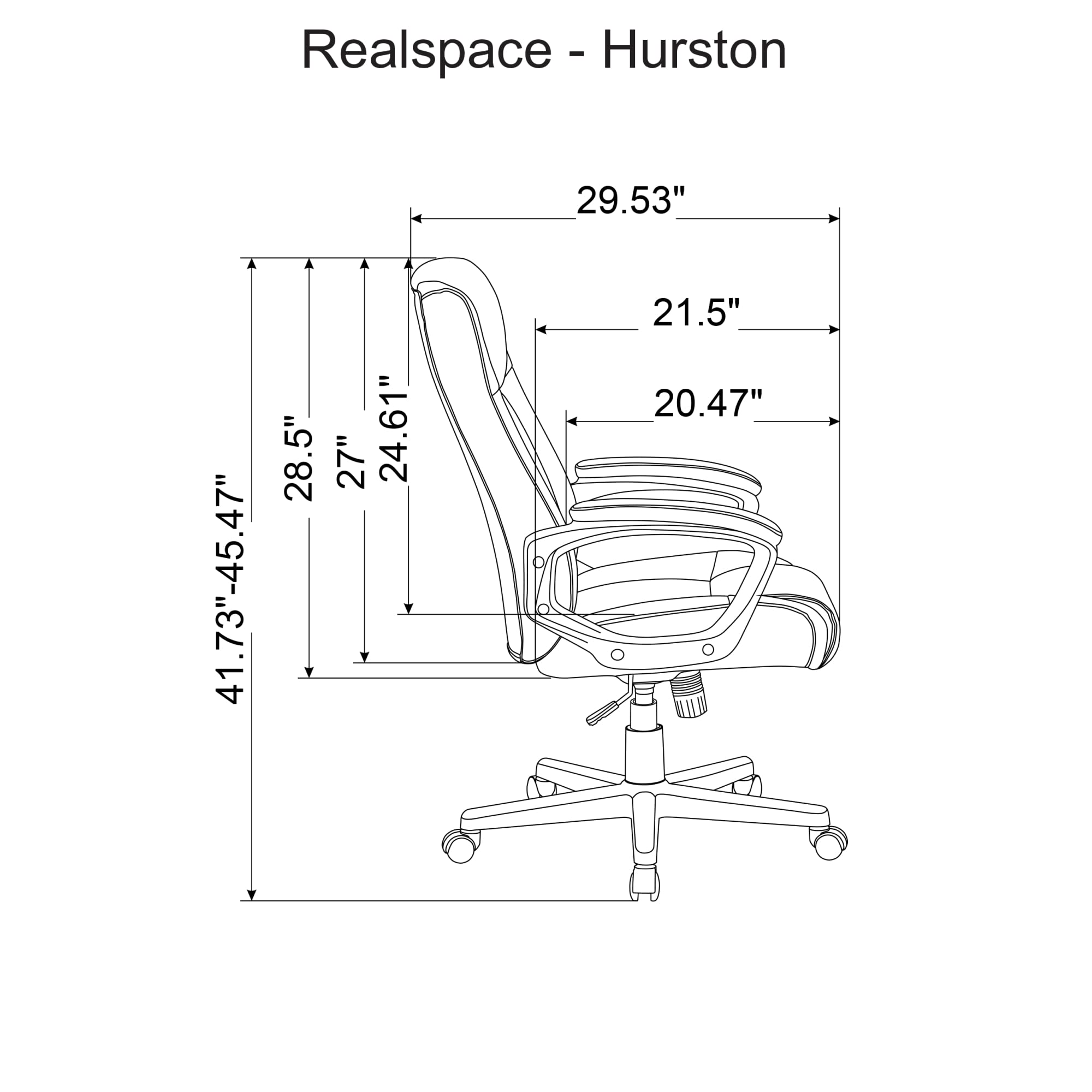 Realspace® Hurston Bonded Leather High-Back Executive Office Chair, Black, BIFMA Compliant